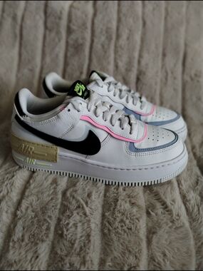 Nike Air Force 1 Shadow White Pink Blue Sneakers Women’s 8 Leather Low Top